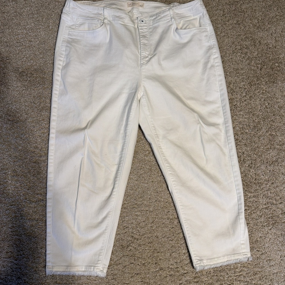 J.Jill Jeans Womens 18W White Authentic Fit Cropped Frayed Hem Denim Mid Rise
